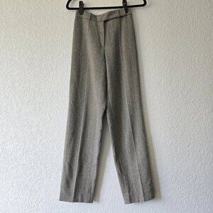Laurèl 26 Wool Wide-Leg Pants Chevron Grey High Waist Trousers